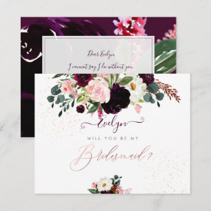 PixDezines Watercolor Blush Burgundy Bridesmaid Invitation