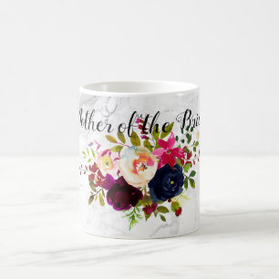 PixDezines Watercolor Blush, Burgundy+Navy Flowers Coffee Mug