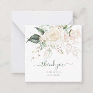PixDezines Watercolor Blush Cream Roses Note Card
