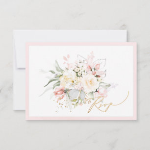 PixDezines Watercolor Blush Cream Roses RSVP Cards