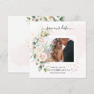 PixDezines Watercolor Blush Cream Roses Save The D Date