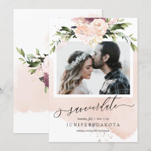 PixDezines Watercolor Blush Pink Dusty Rose Invitation