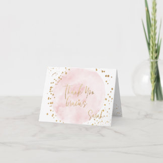 PixDezines Watercolor Blush Pink Gold Bat Mitzvah Thank You Card