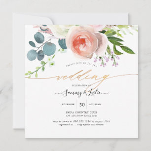 PixDezines Watercolor Blush Pink Peonies Invitation