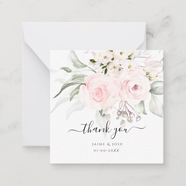 PixDezines Watercolor Blush Pink Roses Card (Front)