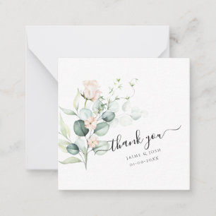 PixDezines Watercolor Blush Rose Eucalyptus Card