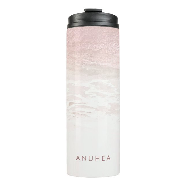PixDezines Watercolor Blush Rose Gold Beach Thermal Tumbler (Front)