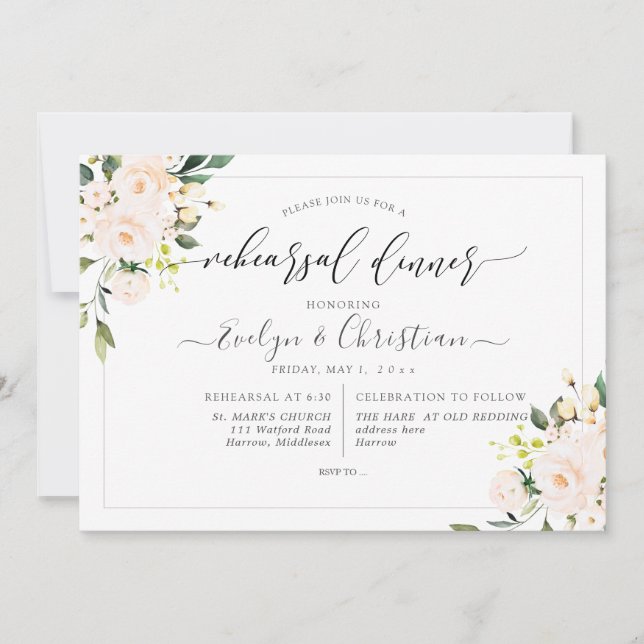 PixDezines Watercolor Blush Roses Invitation (Front)