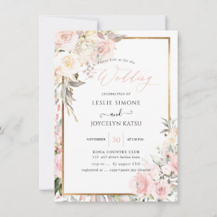 PixDezines Watercolor Blush Roses Wedding  Invitation
