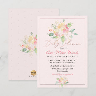 PixDezines Watercolor Blush Sweet Peas Baby Shower Invitation