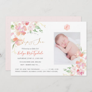 PixDezines Watercolor Blush Sweet Peas Sip+See Invitation