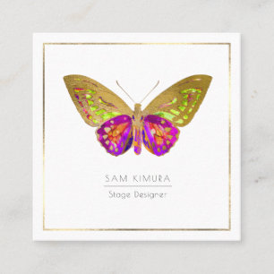 PixDezines Watercolor Butterflies Square Business Card