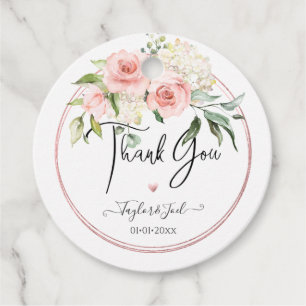 PixDezines Watercolor Dusty Roses Thank You Favour Tags