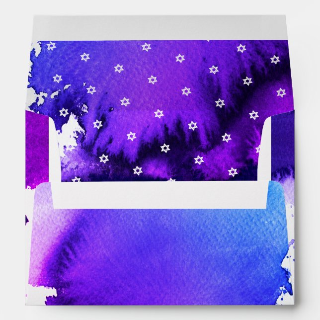 PixDezines Watercolor Electric Purple Bar Mitzvah Envelope (Back (Bottom))