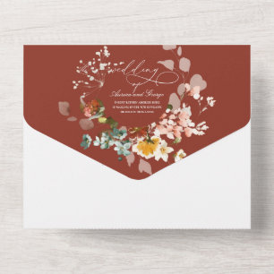 PixDezines Watercolor Fall Garden Flowers All In One Invitation
