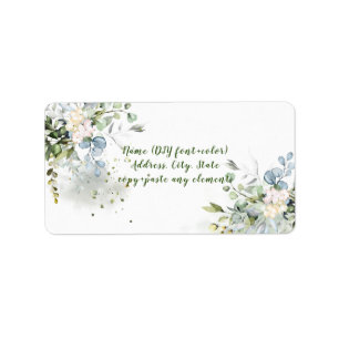 PixDezines Watercolor Floral+Blue Gum Eucalyptus Label