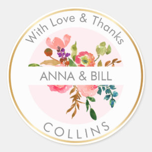 PixDezines Watercolor Floral/Ranunculus/Thank You Classic Round Sticker