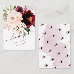 PixDezines Watercolor Flowers Blush Pink Burgundy Card