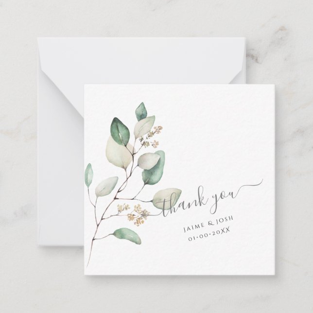 PixDezines Watercolor Gum Eucalyptus Note Card (Front)
