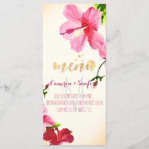 PixDezines Watercolor Hibiscus Menu/Pink Menu