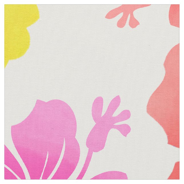PixDezines watercolor hibiscus/pink/green/aqua Fabric (Close Up)