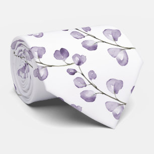 PixDezines Watercolor Lavender Purple Eucalyptus Tie
