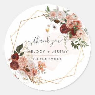 PixDezines Watercolor Marsala Red Autumn Love Note Classic Round Sticker