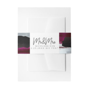PixDezines Watercolor Masala Red Blush Grey Invitation Belly Band