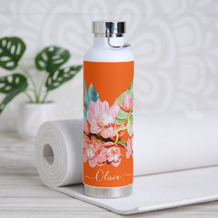 PixDezines Watercolor Orange Cymbidium Orchid Water Bottle