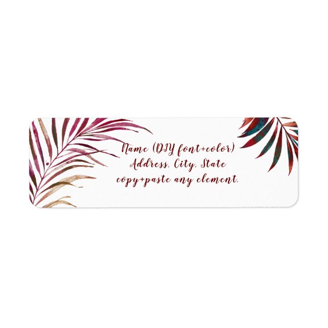 PixDezines Watercolor Palm Fronds, Burgundy (Front)