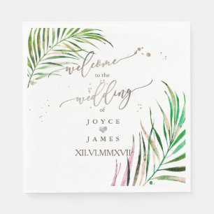 PIXDEZINES WATERCOLOR PALM FRONDS NAPKIN