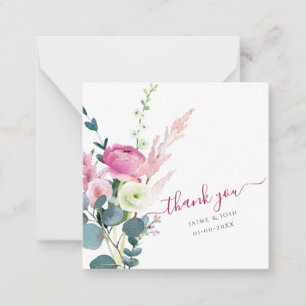 PixDezines Watercolor Pink Ranunculus Thank You Card