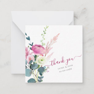 PixDezines Watercolor Pink Ranunculus Thank You Card