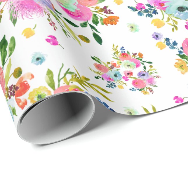 PixDezines Watercolor Ranunculus | DIY background Wrapping Paper (Roll Corner)