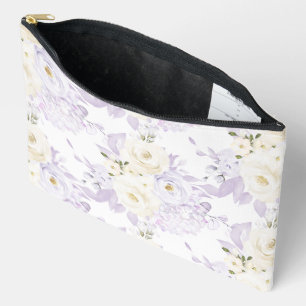 PixDezines Watercolor Roses Hazy Purple Cream Accessory Pouch