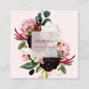 PixDezines Watercolor Rustic Bloom Square Business Card
