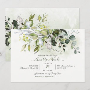 PixDezines Watercolor Rustic Eucalyptus Bridal Invitation