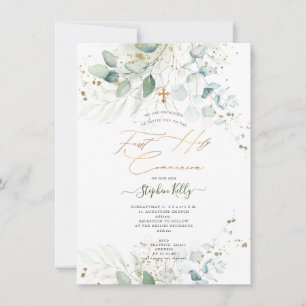 PixDezines Watercolor Rustic Eucalyptus Communion Invitation