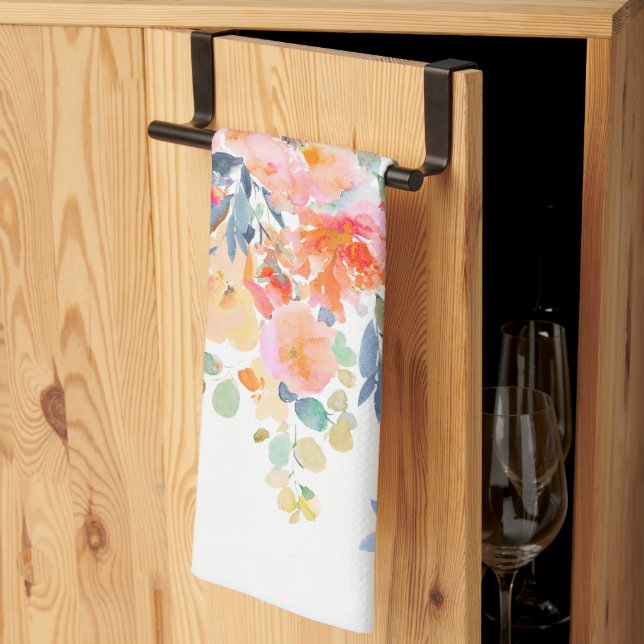 PixDezines Watercolor Summer Floral  Tea Towel (Thirds Fold)