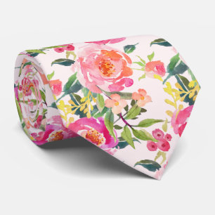 PixDezines Watercolor Summer Peonies Tie