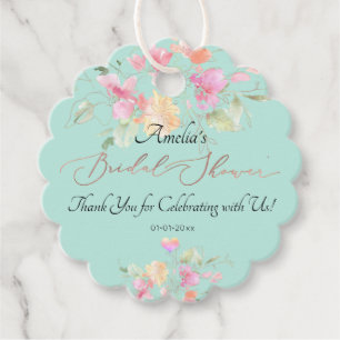 PixDezines Watercolor Sweet Bridal Shower Favour Tags