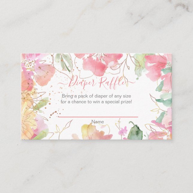 PixDezines Watercolor Sweetpeas, Diaper Raffle Enclosure Card (Front)