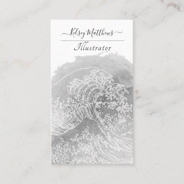 PixDezines Watercolor The Great Wave, Hokusai Business Card (Front)
