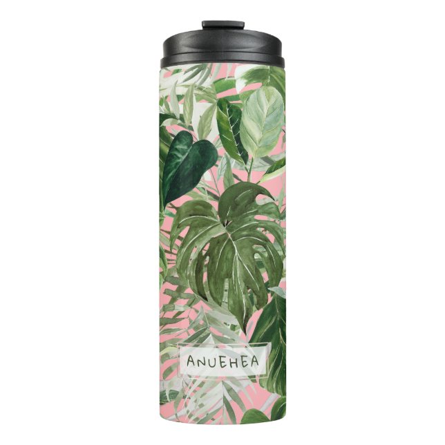 PixDezines Watercolor Tropical Foliage Thermal Tumbler (Front)