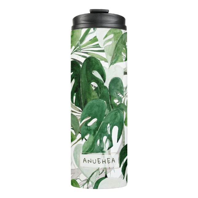 PixDezines Watercolor Tropical Foliage Thermal Tumbler (Front)