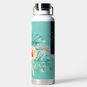 PixDezines Watercolor Tropical Paradise Flowers Water Bottle