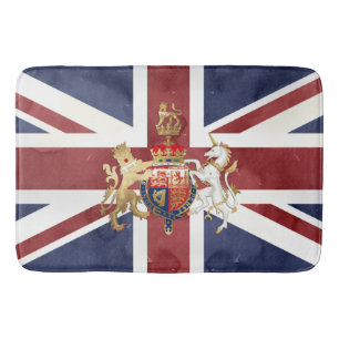 PIXDEZINES WATERCOLOR UNION JACK and INSIGNIA Bath Mat