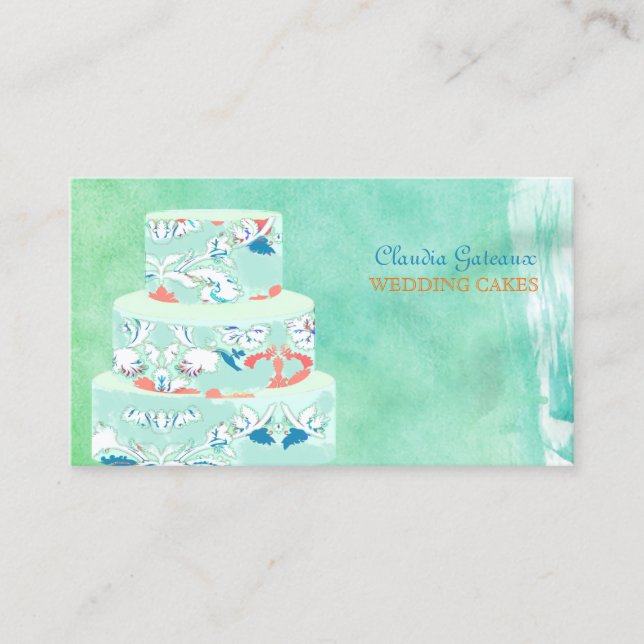 PixDezines wedding cakes/watercolor affects Business Card (Front)
