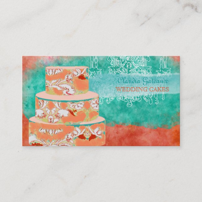 PixDezines wedding cakes/watercolor affects Business Card (Front)