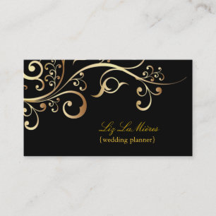 PixDezines Wedding Planner, gold ornamental swirls Business Card
